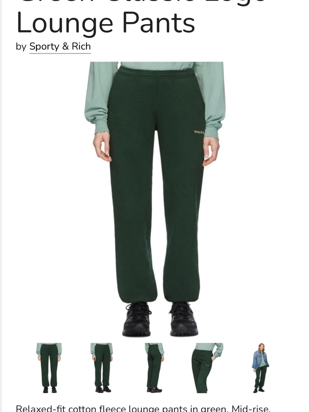 Sporty & Rich Dark Green Track Joggers